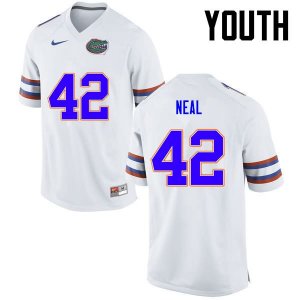 Youth Florida Gators #42 Keanu Neal NCAA Nike White Authentic Stitched College Football Jersey QGV1662LD